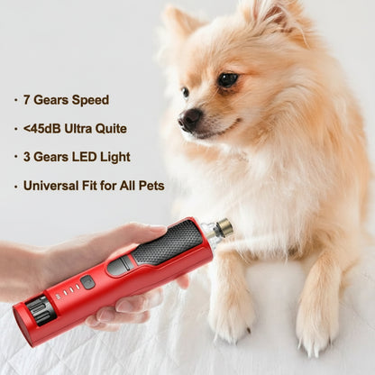 Electric Pet Nail Grinder Dog Cat Rechargeable Nail Clippers LED Light Pet Claw Nail Grooming Trimmer Accessories